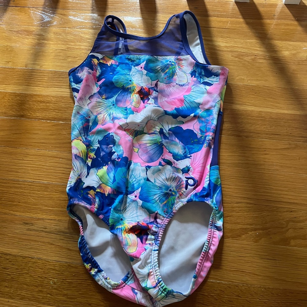 Plum flower mesh leotard